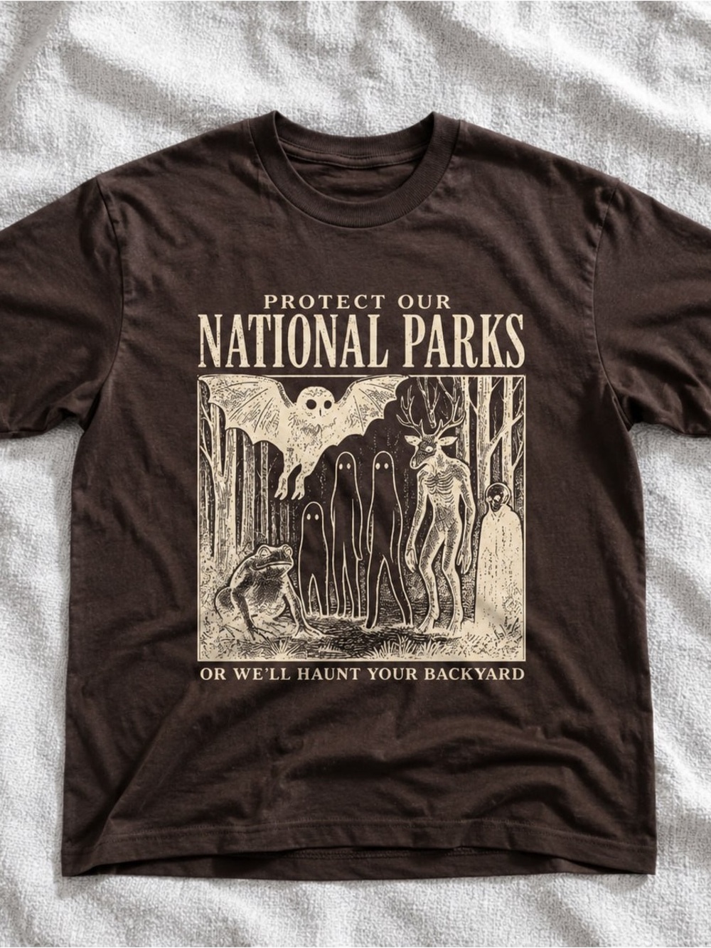 Protect Our National Parks Gildan Brown Tee with Cream Graphic